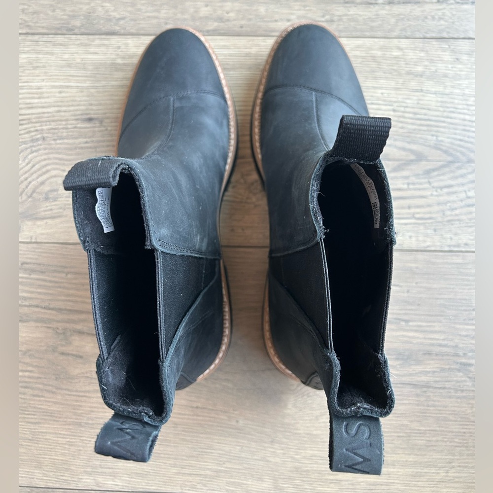 TOMS Black Leather Chelsea Ankle Boots - Picture 7 of 9